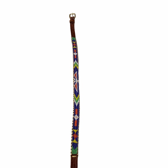 Hand Beaded Cowhide Leather Thin Eagle Belt 30 main image 9